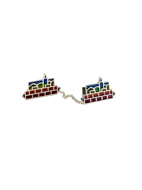 Clips de Talit de Jérusalem en argent émaillé coloré, clips de Talit, Israe