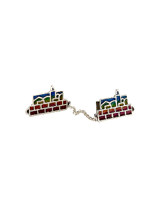 Clips de Talit de Jérusalem en argent émaillé coloré, clips de Talit, Israe