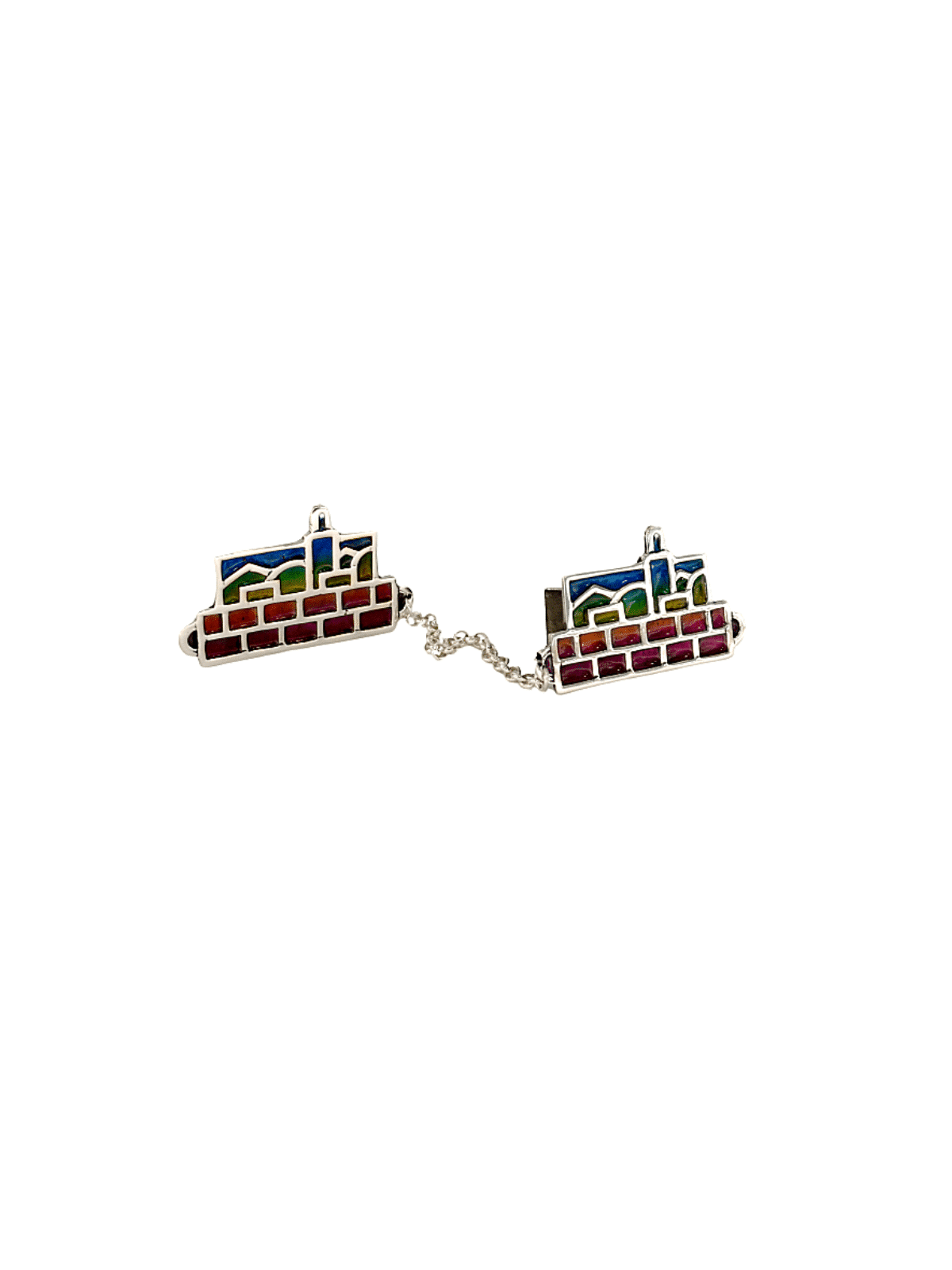Clips de Talit de Jérusalem en argent émaillé coloré, clips de Talit, Israe