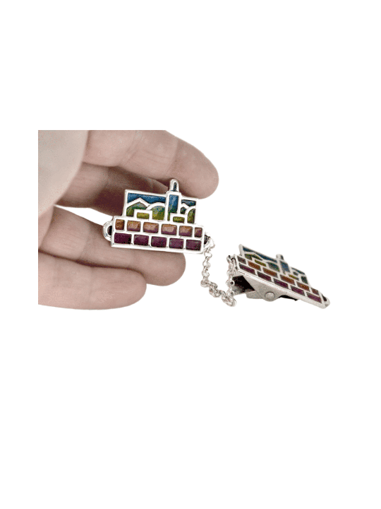 Clips de Talit de Jérusalem en argent émaillé coloré, clips de Talit, Israe