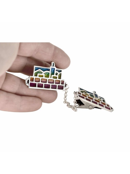 Clips de Talit de Jérusalem en argent émaillé coloré, clips de Talit, Israe
