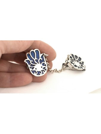 Clips de talit Hamsa en argent sterling avec émail, clips de talit, Israël