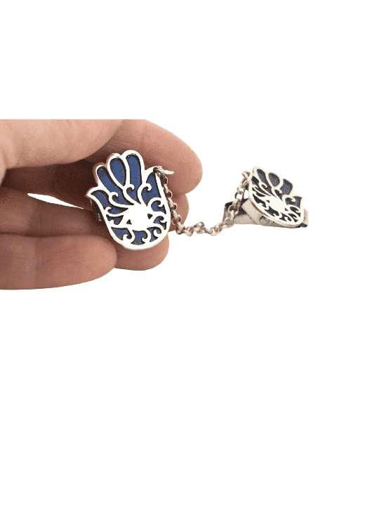 Clips de talit Hamsa en argent sterling avec émail, clips de talit, Israël