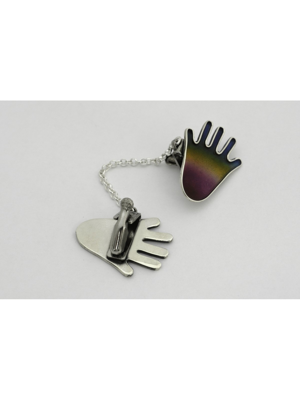 Colorful Sterling Silver Hamsa Clips , Tallit Clips , Israeli Judaica