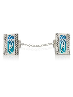 Modern "Shin" Tallit Clips With Enamel , Tallit Clips , Israeli Judaic