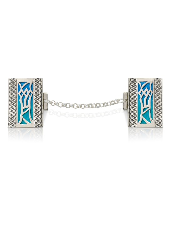 Modern "Shin" Tallit Clips With Enamel , Tallit Clips , Israeli Judaic