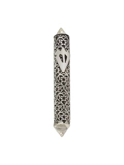 Mezuzah Case Silver Handmade Filigree , For 7cm Scrolls , Israeli Juda