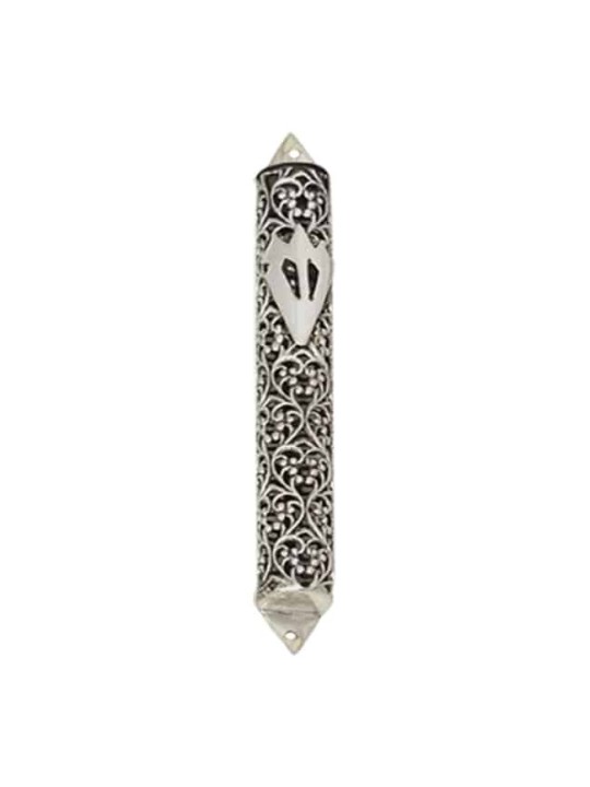 Mezuzah Case Argent Filigrane fait à la main , Pour rouleaux de 7 cm , Juda israélien