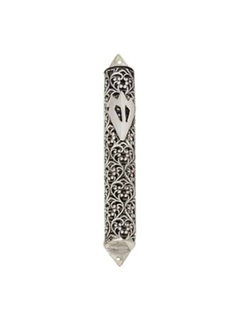 Mezuzah Case Argent Filigrane fait à la main , Pour rouleaux de 7 cm , Juda israélien
