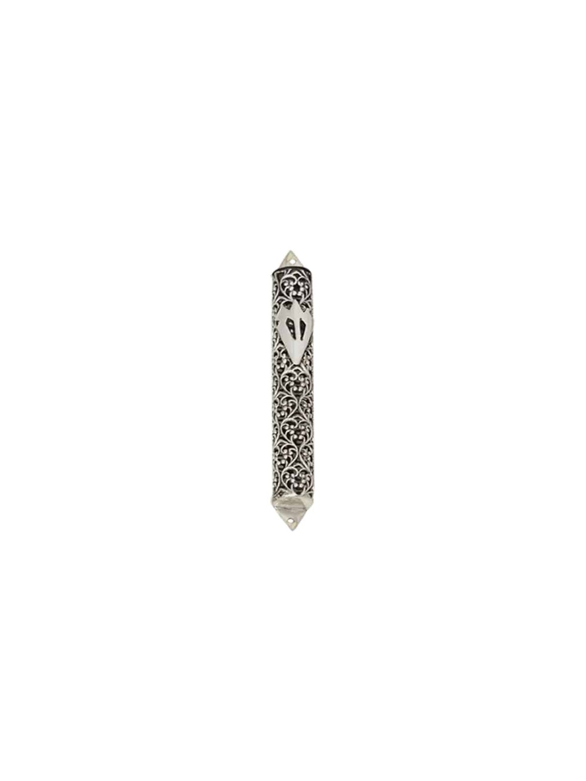 Mezuzah Case Argent Filigrane fait à la main , Pour rouleaux de 7 cm , Juda israélien