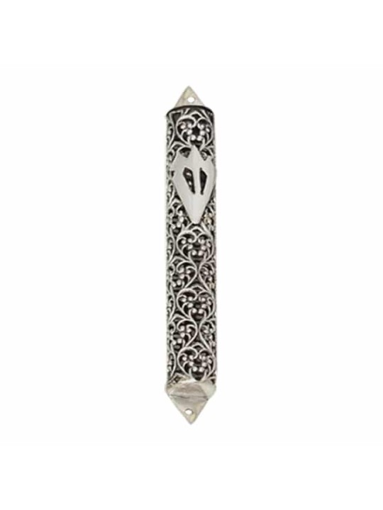 Mezuzah Case Argent Filigrane fait à la main , Pour rouleaux de 7 cm , Juda israélien