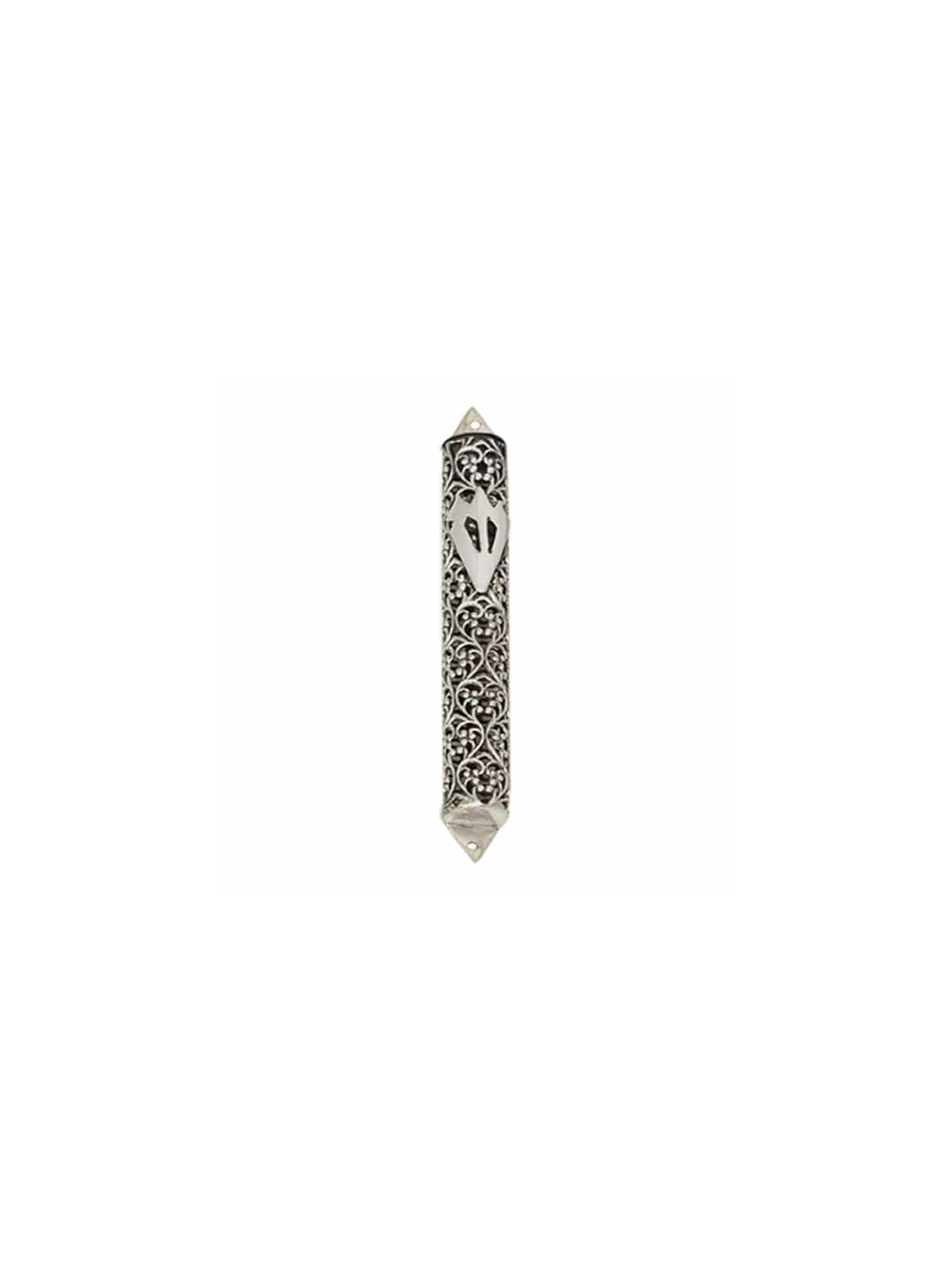 Mezuzah Case Argent Filigrane fait à la main , Pour rouleaux de 7 cm , Juda israélien
