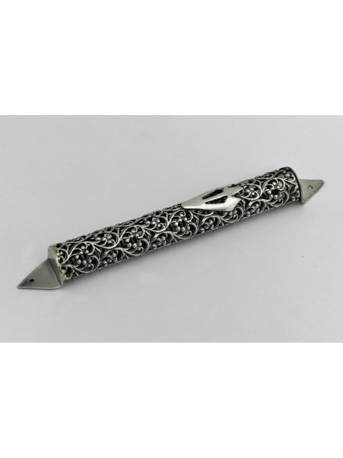 Mezuzah Case Argent Filigrane fait à la main , Pour rouleaux de 7 cm , Juda israélien