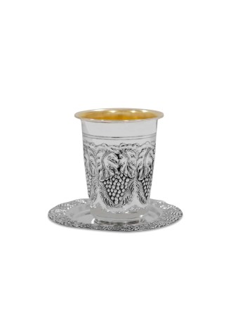 Sterling Silver Kiddush Cup Set Grape Design , Passover Gifts , Israel