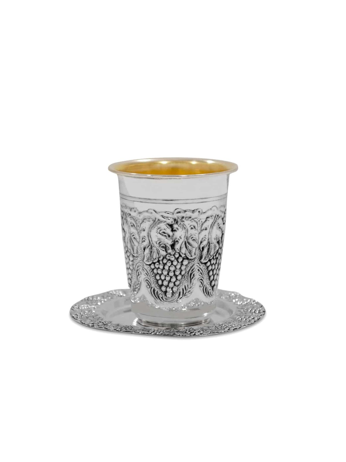 Sterling Silver Kiddush Cup Set Grape Design , Passover Gifts , Israel