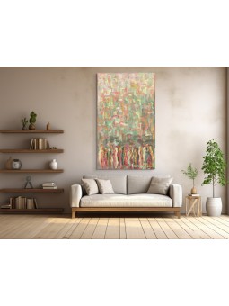 Vertical Shape Multicolored Abstract Kotel Paintin , Jewish Abstract A