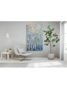 Contemporary Bluish Wall Artwork: Jewish Devotion  , Jewish Abstract A