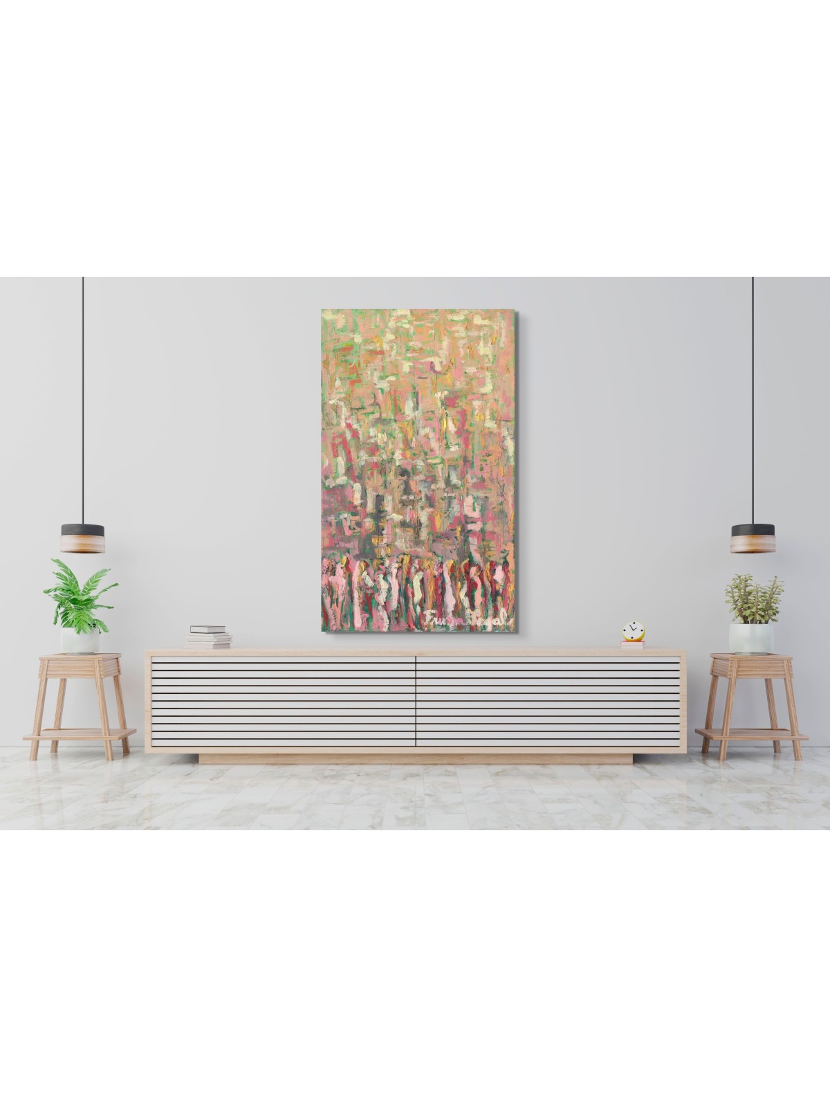 Peinture Kotel aux couleurs chaudes et colorées - Abstr juif, abstrait juif A