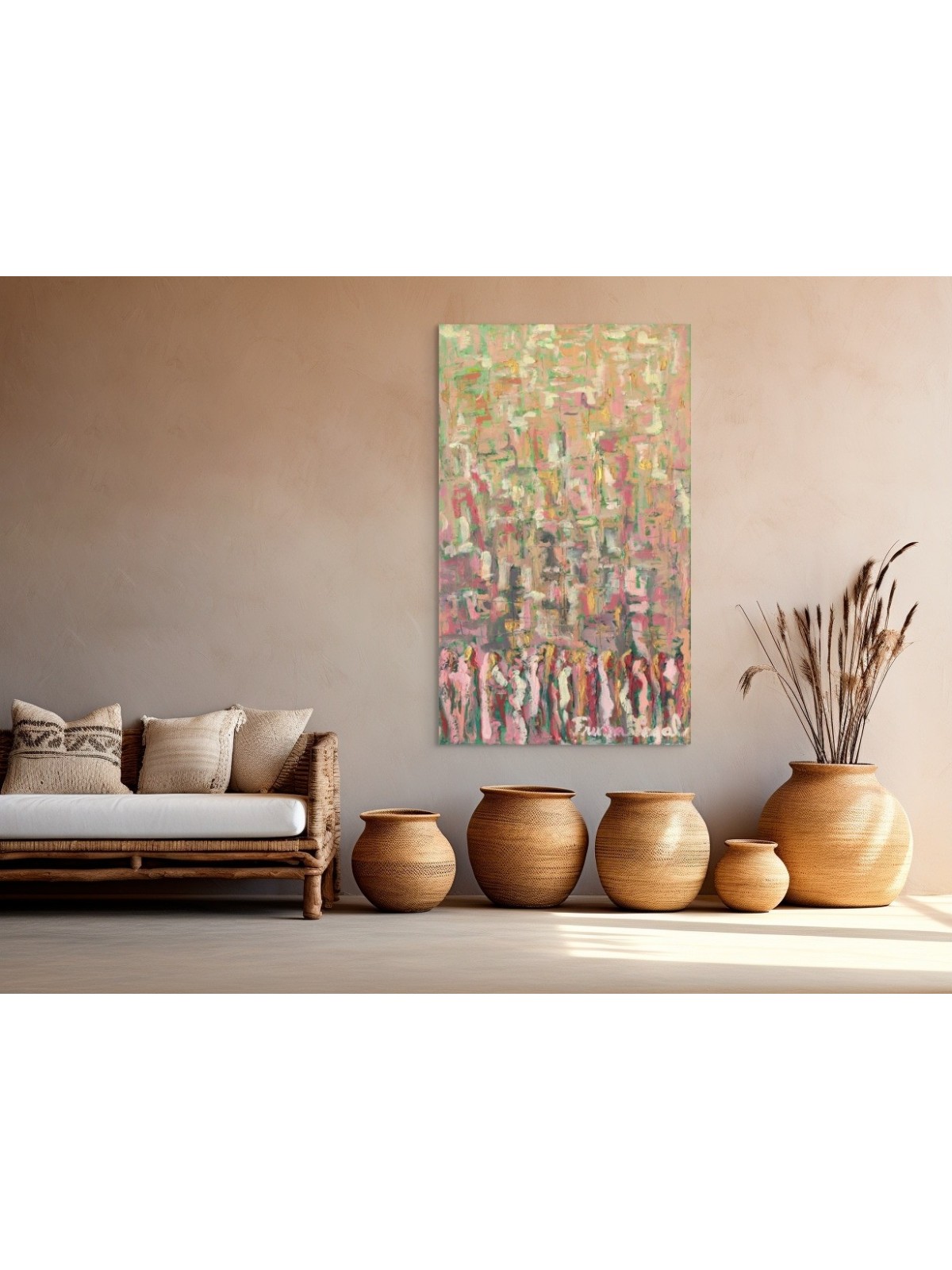 Peinture Kotel aux couleurs chaudes et colorées - Abstr juif, abstrait juif A