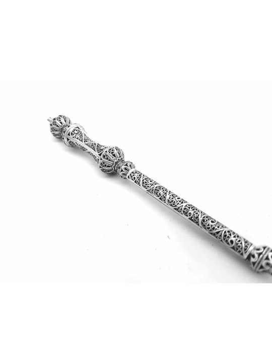 Filigrane Deux couronnes longues en argent sterling Torah Poi , Cadeaux de Pâque ,