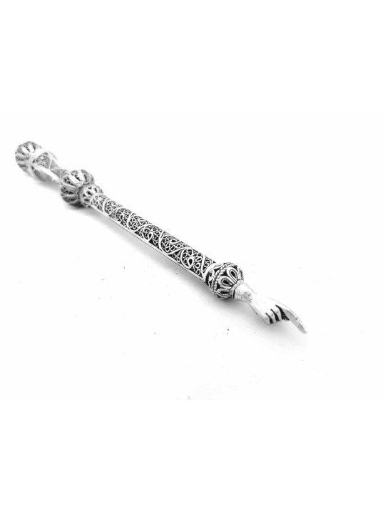 Filigree Two Crowns Long Sterling Silver Torah Poi , Passover Gifts ,