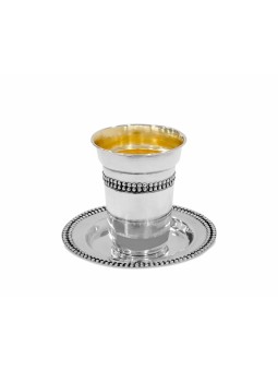 Sterling Silver Kiddush Cup and Plate Beads Set , Passover Gifts , Isr