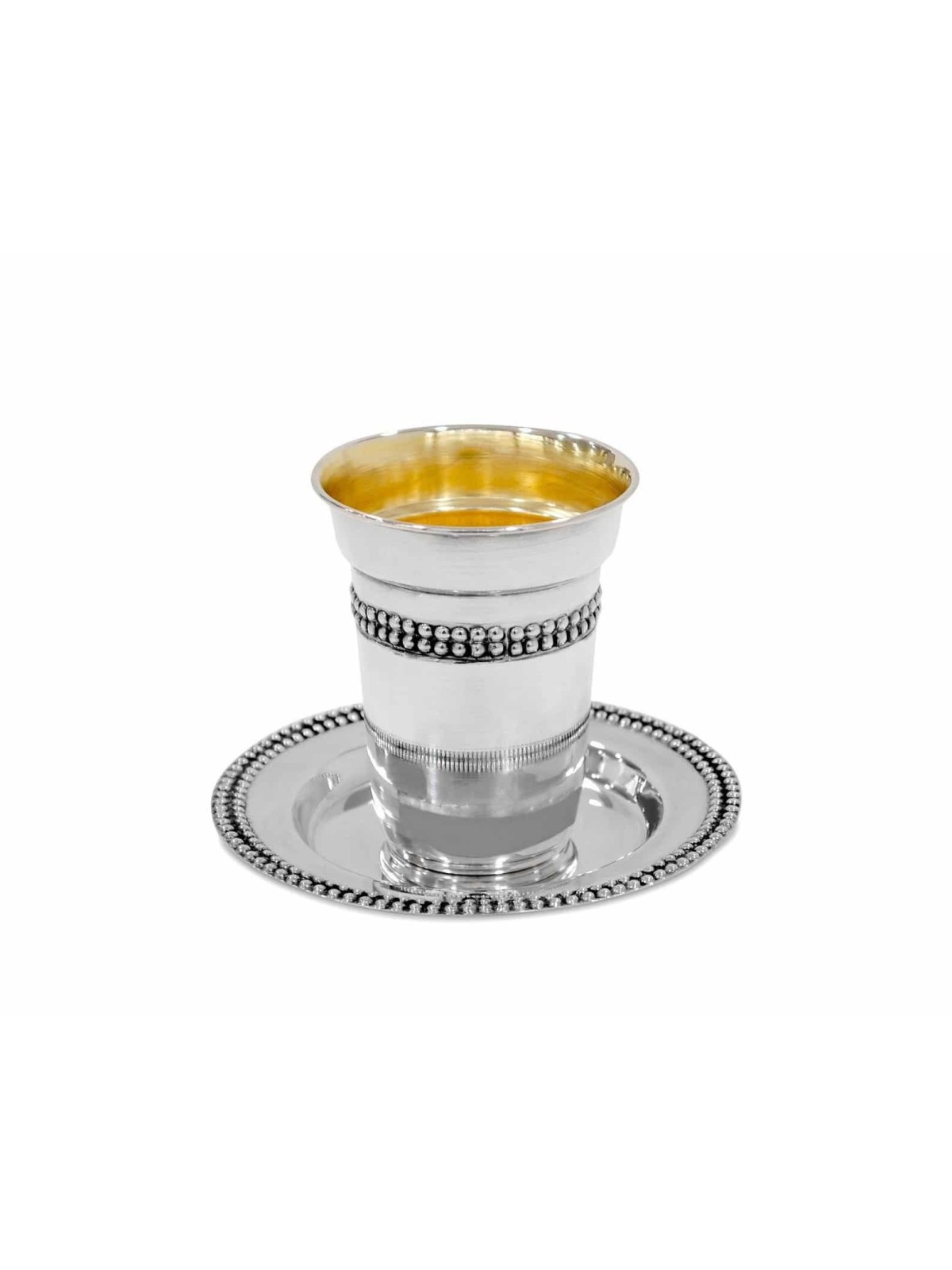 Sterling Silver Kiddush Cup and Plate Beads Set , Passover Gifts , Isr