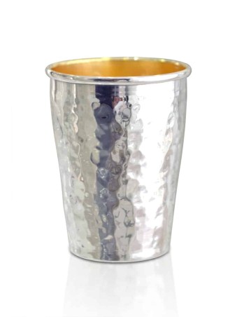 Small Stylish Hammered Kiddush Cup with Bolded Rim , Passover Gifts ,