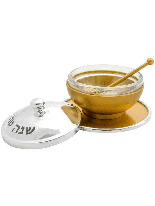 Rosh Hashanah Honey Set avec bénédiction, plats de miel en aluminium, Israël