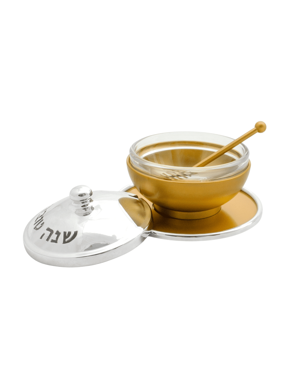 Rosh Hashanah Honey Set avec bénédiction, plats de miel en aluminium, Israël