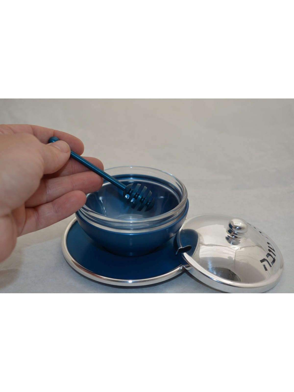 Rosh Hashanah Honey Set avec bénédiction, plats de miel en aluminium, Israël