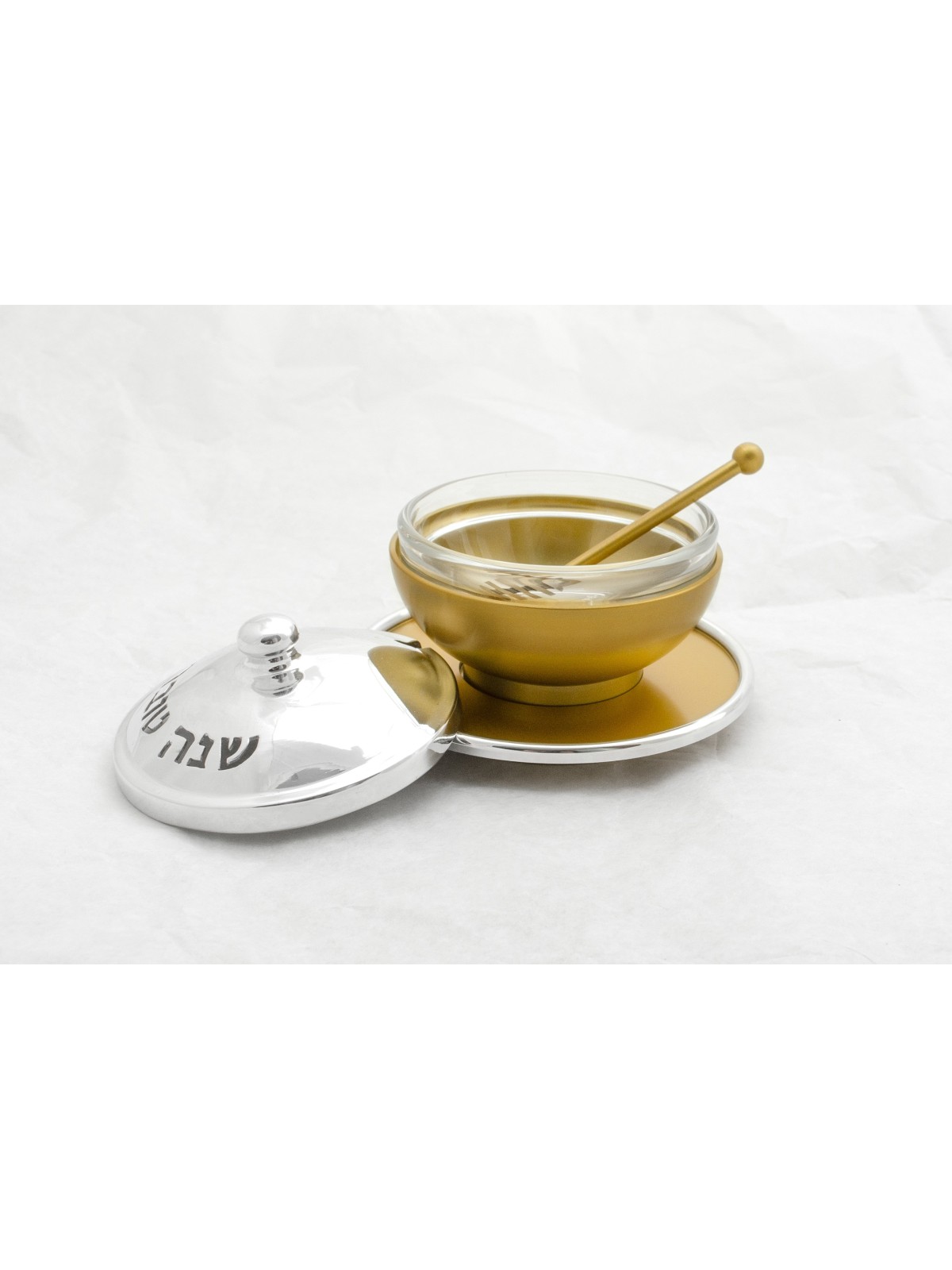 Rosh Hashanah Honey Set avec bénédiction, plats de miel en aluminium, Israël