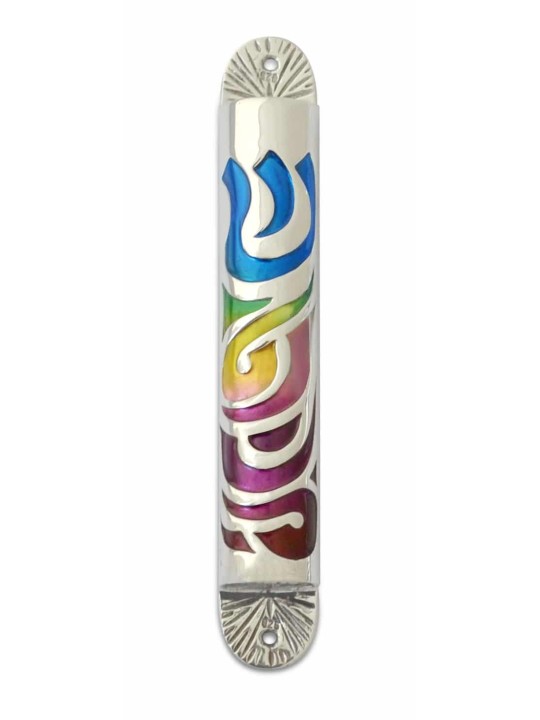 Étui Mezouza multicolore en argent sterling 925, pour rouleaux de 7 cm, Israël