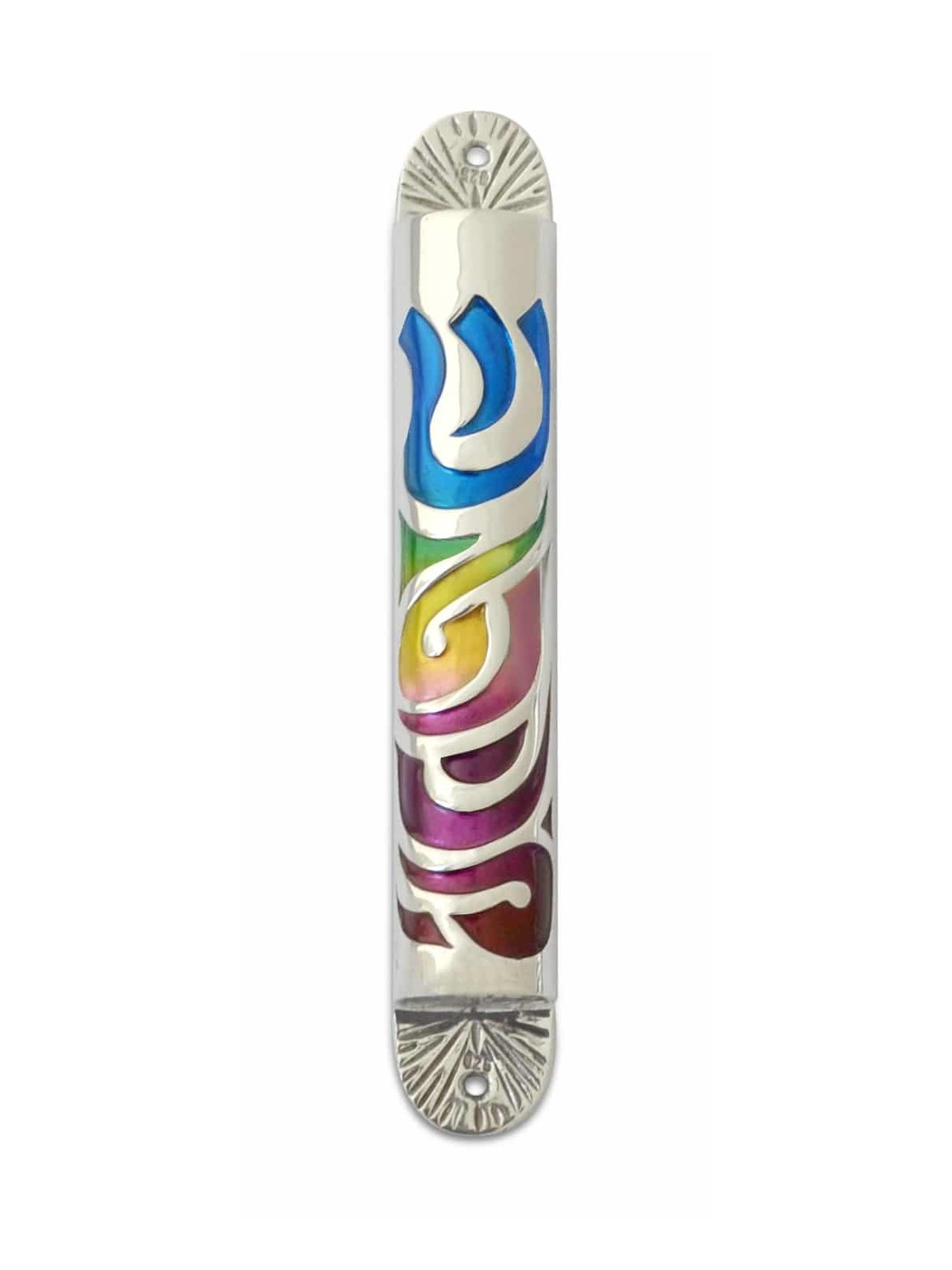 Étui Mezouza multicolore en argent sterling 925, pour rouleaux de 7 cm, Israël
