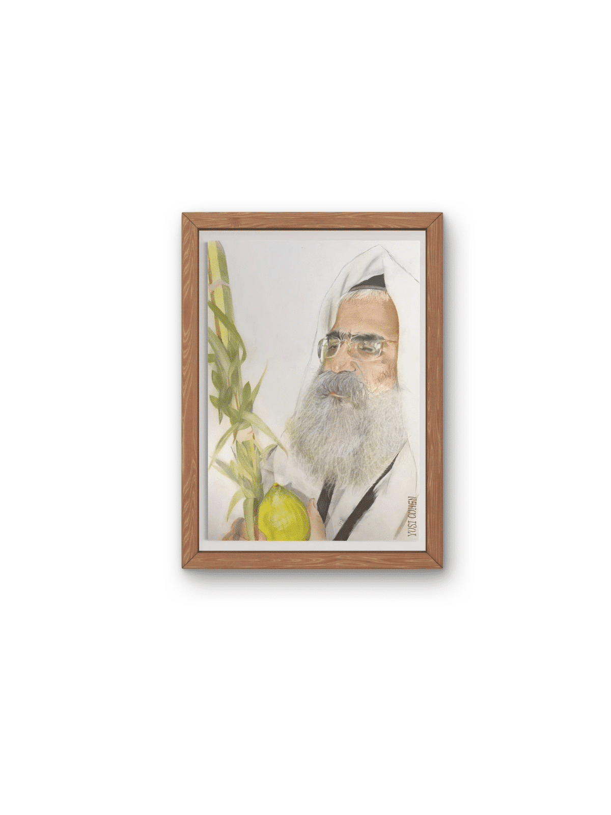 Realistic Portrait of Rabbi Yoram Abergel With Etr , Jewish Paintings