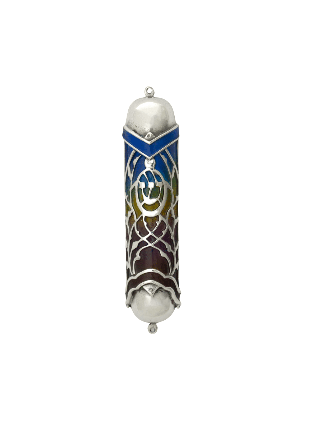 Blue and Turquoise Mezuzah Case with Custom Enamel , Avi Nadav Mezuzah