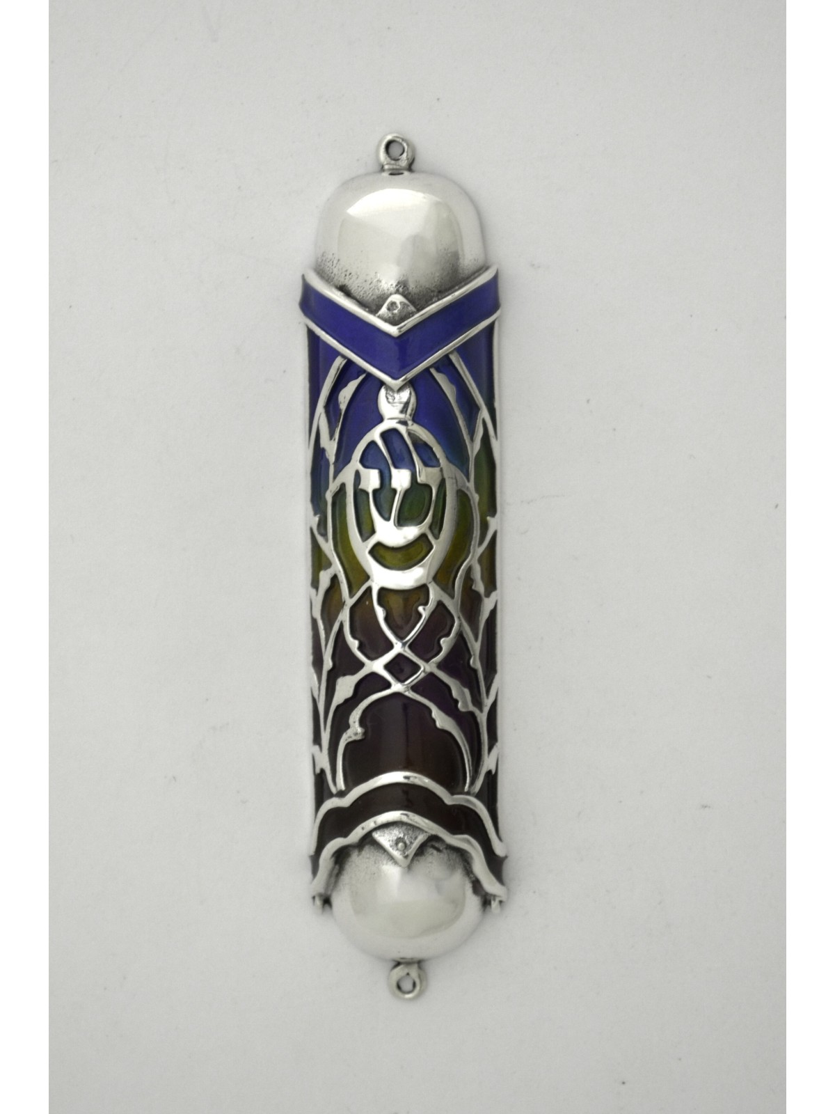 Étui Mezuzah bleu et turquoise avec émail personnalisé, Avi Nadav Mezuzah