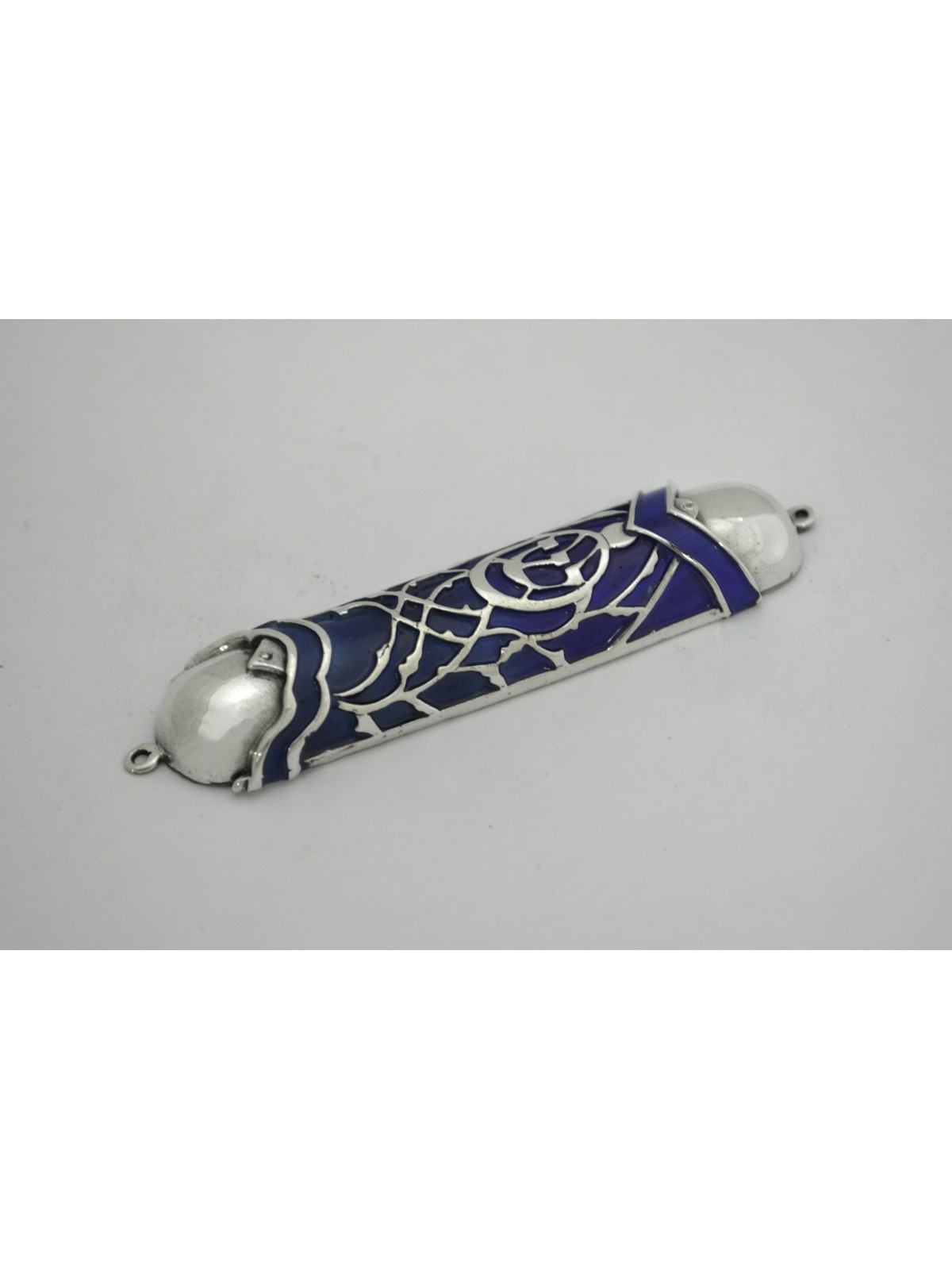 Étui Mezuzah bleu et turquoise avec émail personnalisé, Avi Nadav Mezuzah