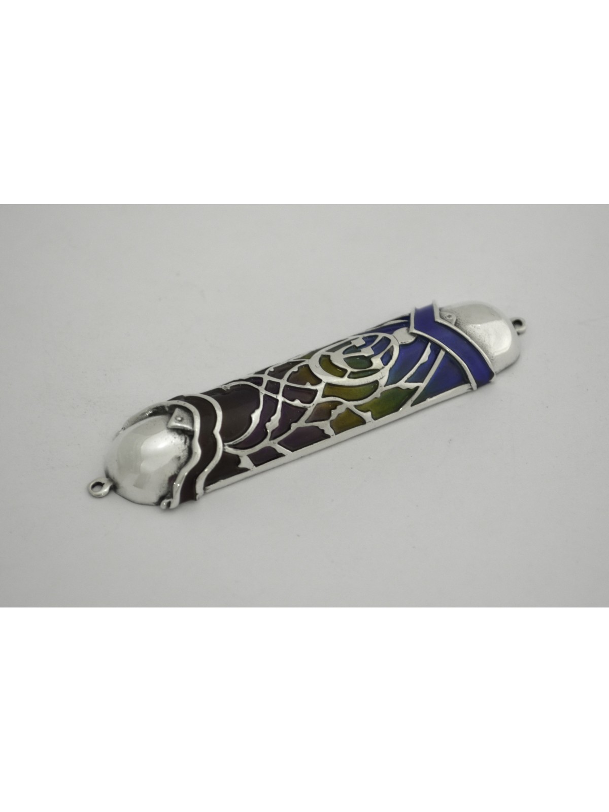 Blue and Turquoise Mezuzah Case with Custom Enamel , Avi Nadav Mezuzah