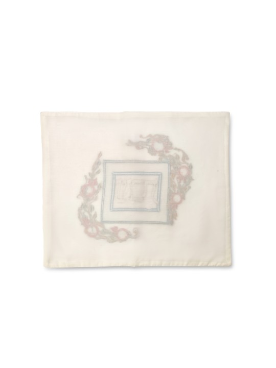 Couverture Challah brodée blanche classique avec Pomeg, couvertures Challah,