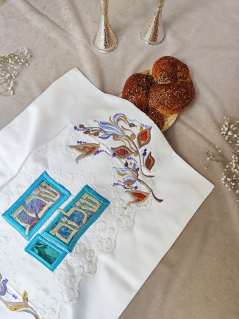 Grandes feuilles élégantes brodées de couverture de Challah, couvertures de Challah,