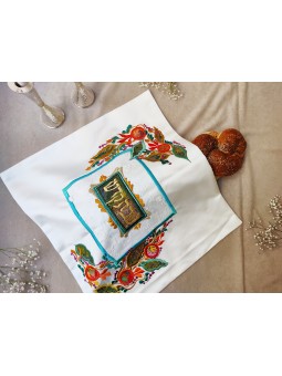 Traditional Shabbat Bread Cover with Colorful Natu , Challah Covers ,