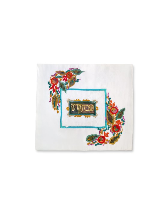 Traditional Shabbat Bread Cover with Colorful Natu , Challah Covers ,