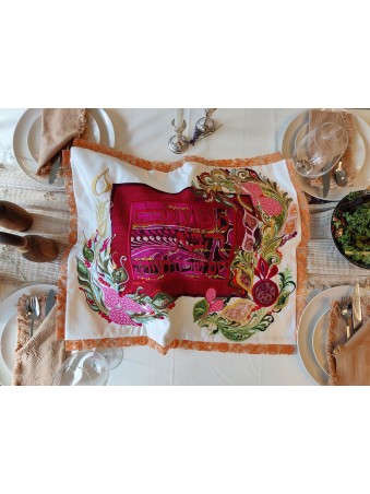 Special Big Hand Embroidered Challah Cover with Le , Challah Covers ,