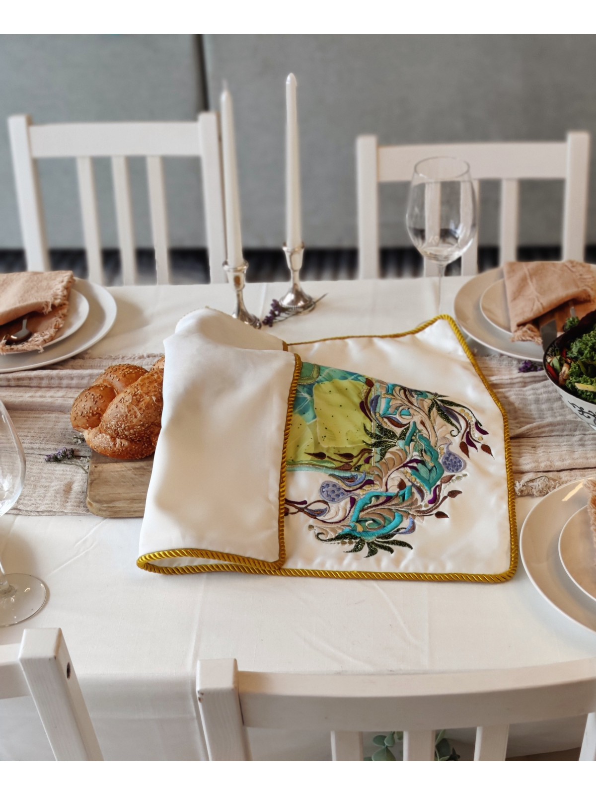 Couverture de Challah brodée en tissu de haute qualité avec, couvertures de Challah,