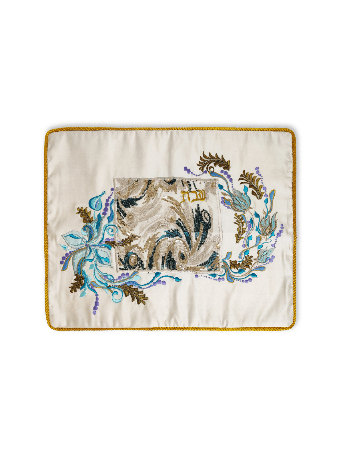 Nuance de taille énorme de bleu « שבת » Cha brodé à la main, couvertures Challah,