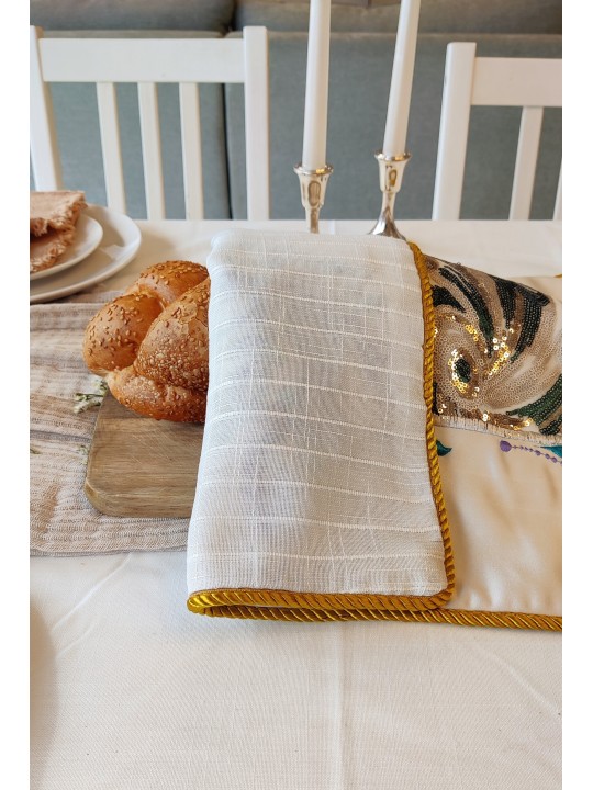 Nuance de taille énorme de bleu « שבת » Cha brodé à la main, couvertures Challah,