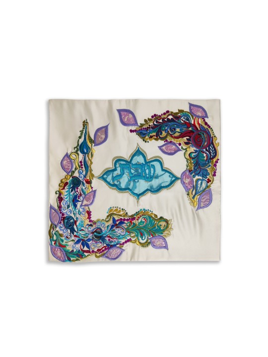 Multicolored Hand Embroidered Patterns Shabbat Cha , Challah Covers ,