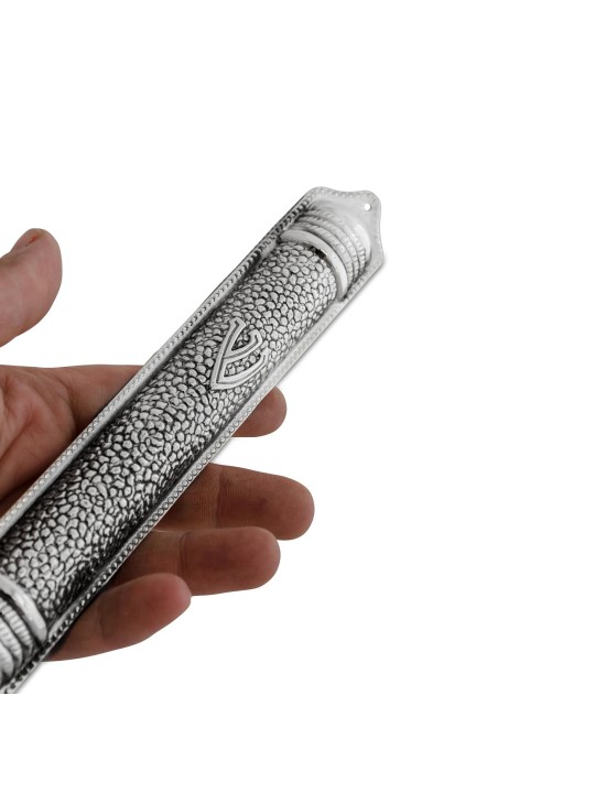 Brushed Pure Silver Mezuzah Case , Extra Large Mezuzah , Israeli Judai