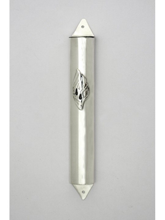 Boîtier Mezuzah argenté minimaliste avec finition lisse, Avi Nadav Mezuzah